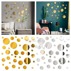 New 24pcs Silver /Gold Circle Mirror Decor Stickers