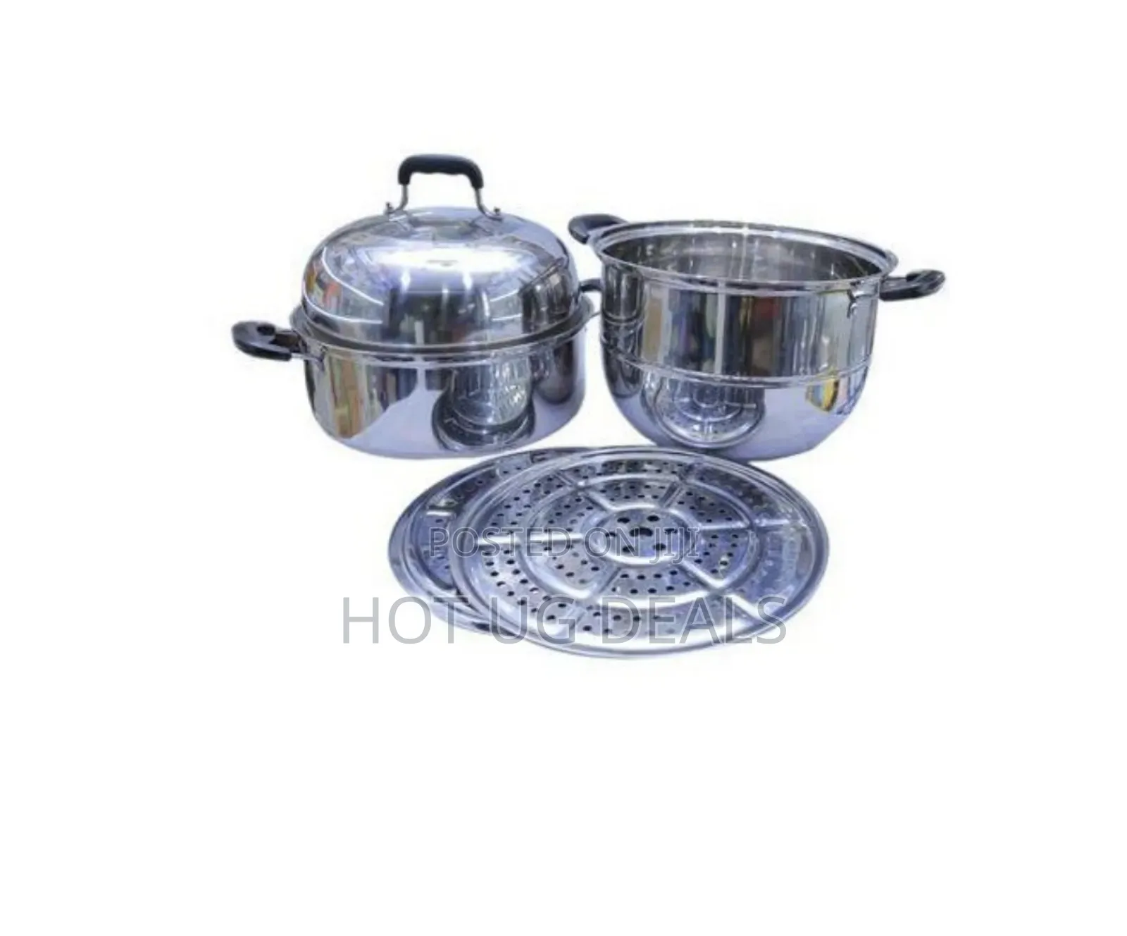 30cm Three Layer Stainless Steel Food Steamer- Silver