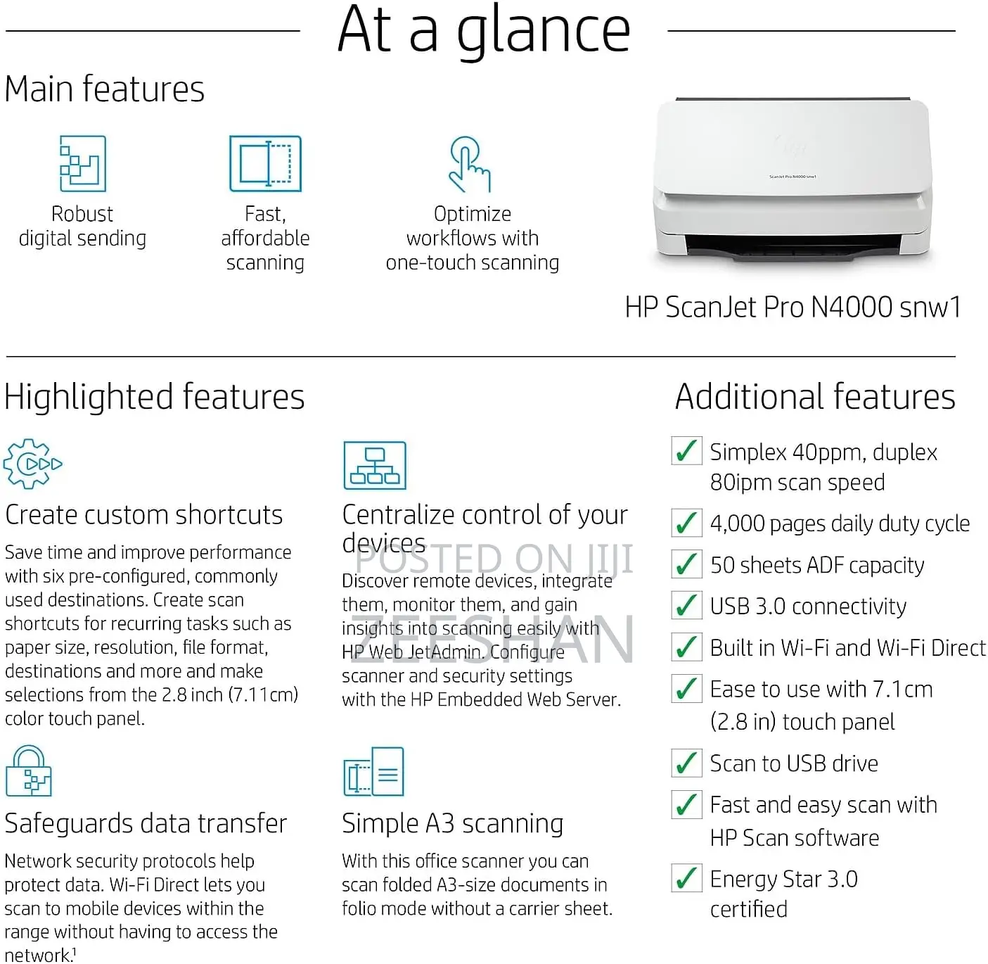 Hp Scanjet Pro N4000 Snw1