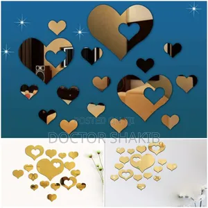 Luxurious Acrylic Heart Shaped Mirror Wall Stickers - 24pcs