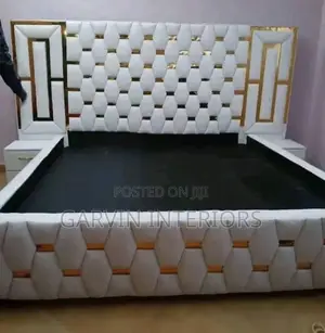 1.1m White Geometric Bed