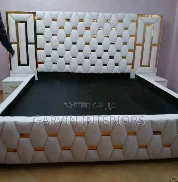 1.1m White Geometric Bed