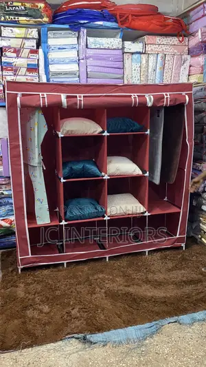 Four Column Metallic Closet - Double Hangers : Whine Red