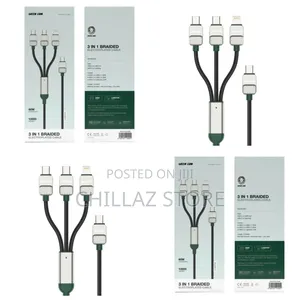 Green Lion 3 in 1 Fast Charging Braided Cable.