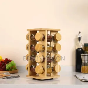16pcs Spice Rack Set With a Bamboo Stand