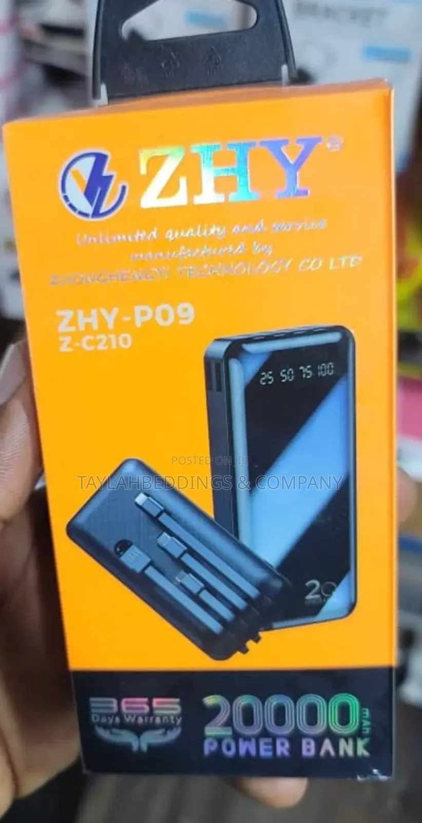 Zhy 20,000mah Power Bank With Four Useful Cables