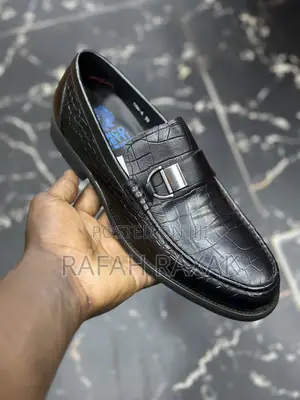 Original Black Franco Banetti Crocodile Skin Leather Loafers