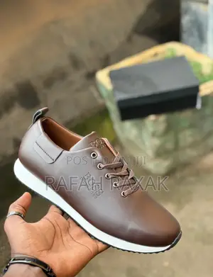 Men’S Coffee Brown Hugo Boss Smart Casual Leather Sneakers