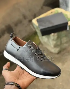 Men’S Black/White Hugo Boss Smart Casual Leather Sneaker