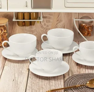 Quality Cappucino Cups and Saucers Set - 6pcs