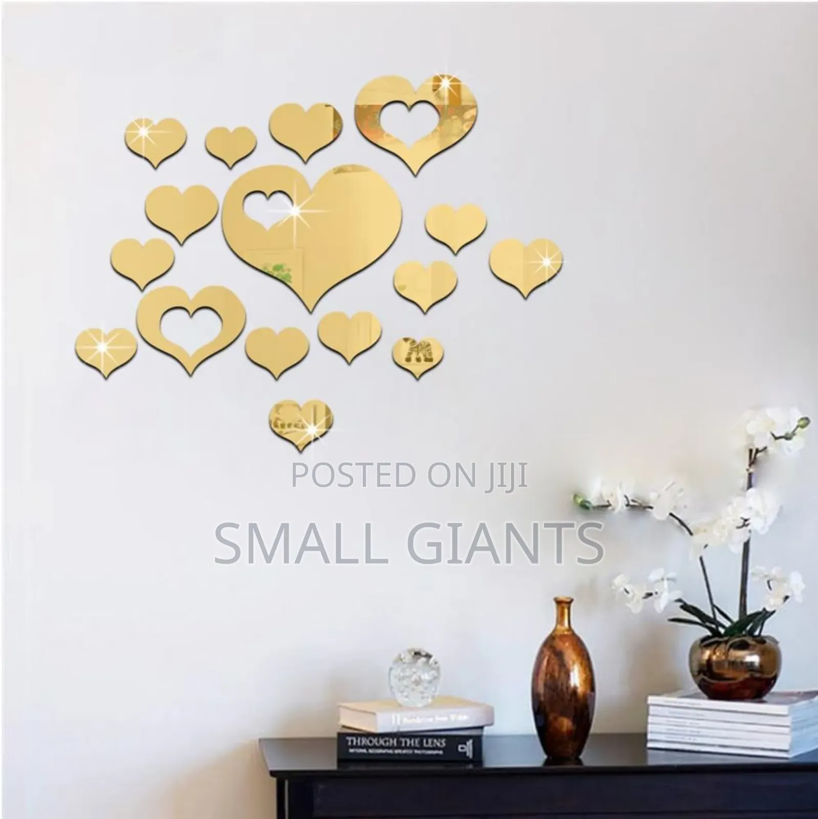 24pcs Acrylic Heart Shaped Mirror Wall Stickers
