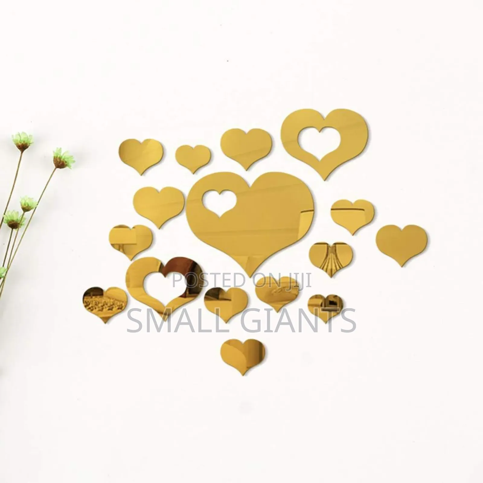 24pcs Acrylic Heart Shaped Mirror Wall Stickers