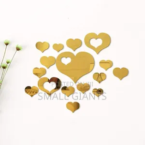 24pcs Acrylic Heart Shaped Mirror Wall Stickers