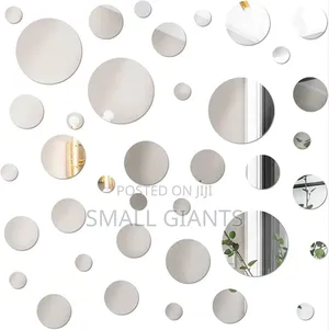 24pcs Silver /Gold Circle Mirror Decor Stickers