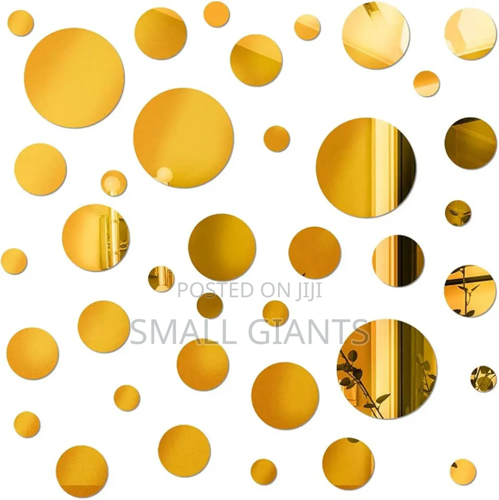 24pcs Silver /Gold Circle Mirror Decor Stickers