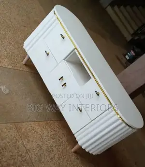 Oval Shape Tv Stand in White