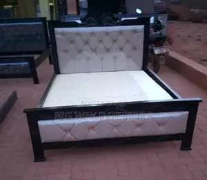 5by6 Cream Leather Bed in Stock