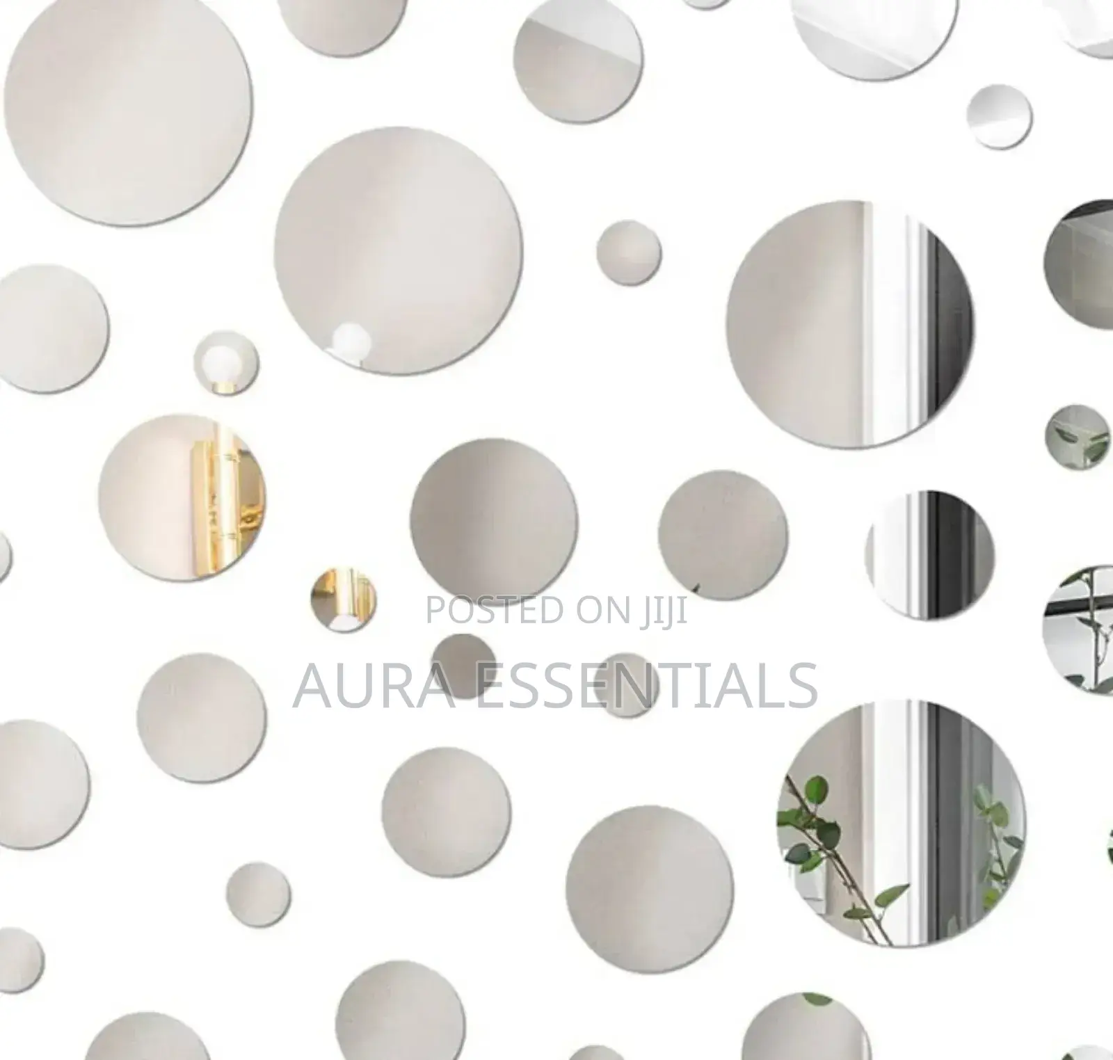 24pcs Silver /Gold Circle Mirror Decor Stickers