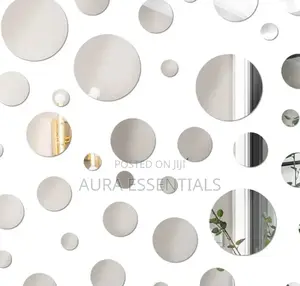 24pcs Silver /Gold Circle Mirror Decor Stickers