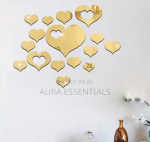 24pcs Acrylic Heart Shaped Mirror Wall Sticker