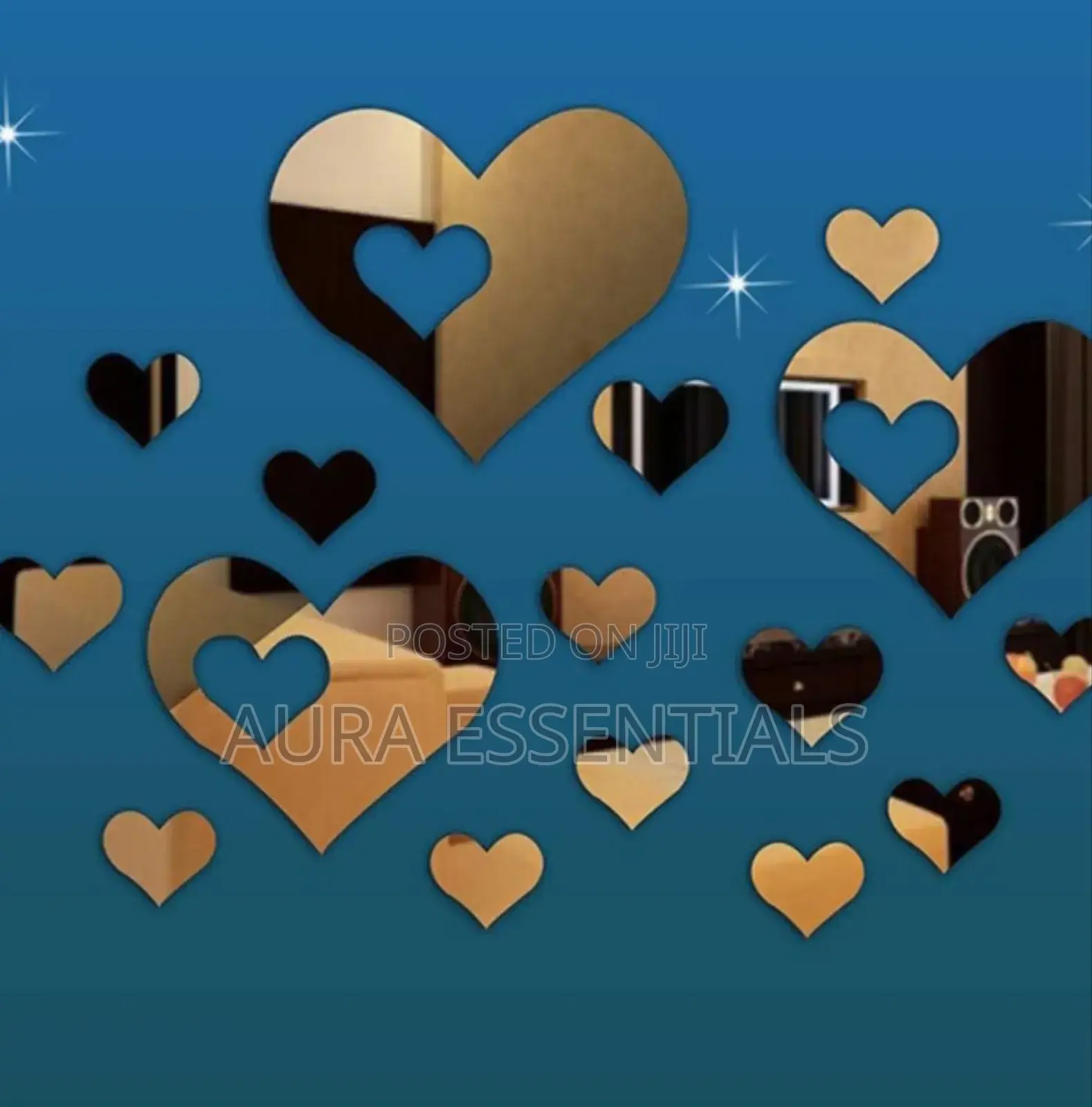 24pcs Acrylic Heart Shaped Mirror Wall Sticker