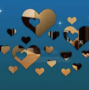 24pcs Acrylic Heart Shaped Mirror Wall Sticker