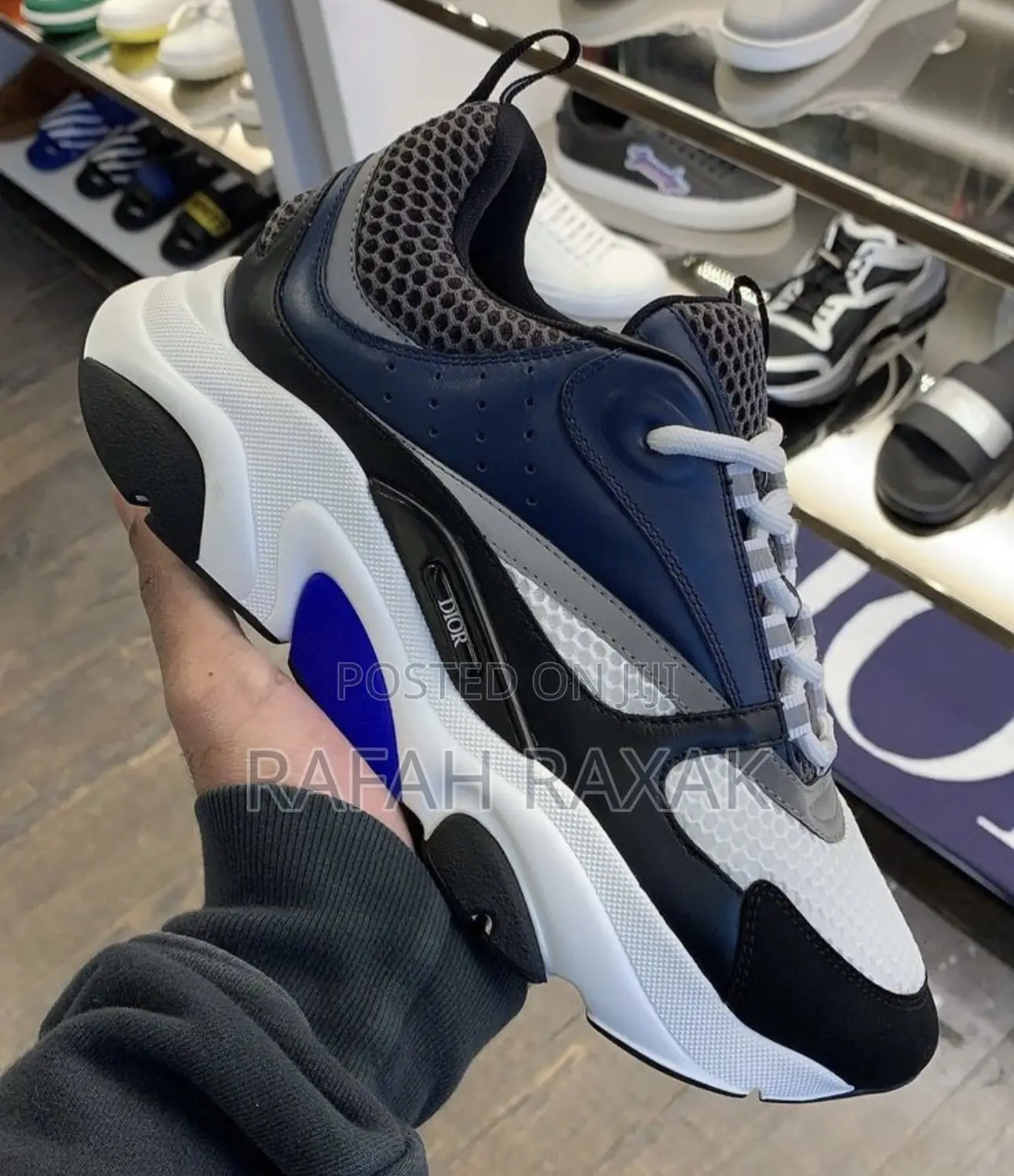 Men’S Classic Black/Blue Dior B22 Sneakers