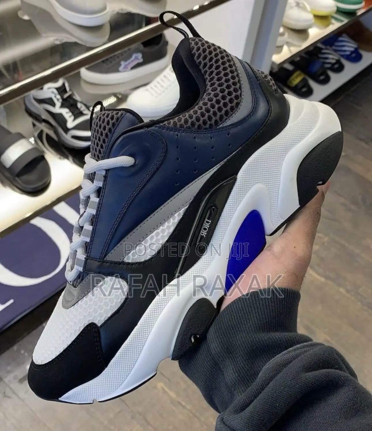 Men’S Classic Black/Blue Dior B22 Sneakers