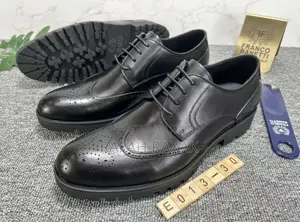 Men’S Black Franco Banetti Lace Up Leather Oxfords in Stock