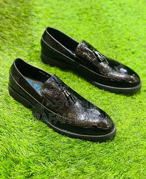 Black Men’S Franco Banetti Tassel Mirror Loafers