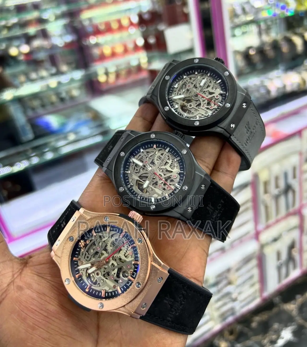Classic Men’S Hublot Automatic Leather Wrist Watch