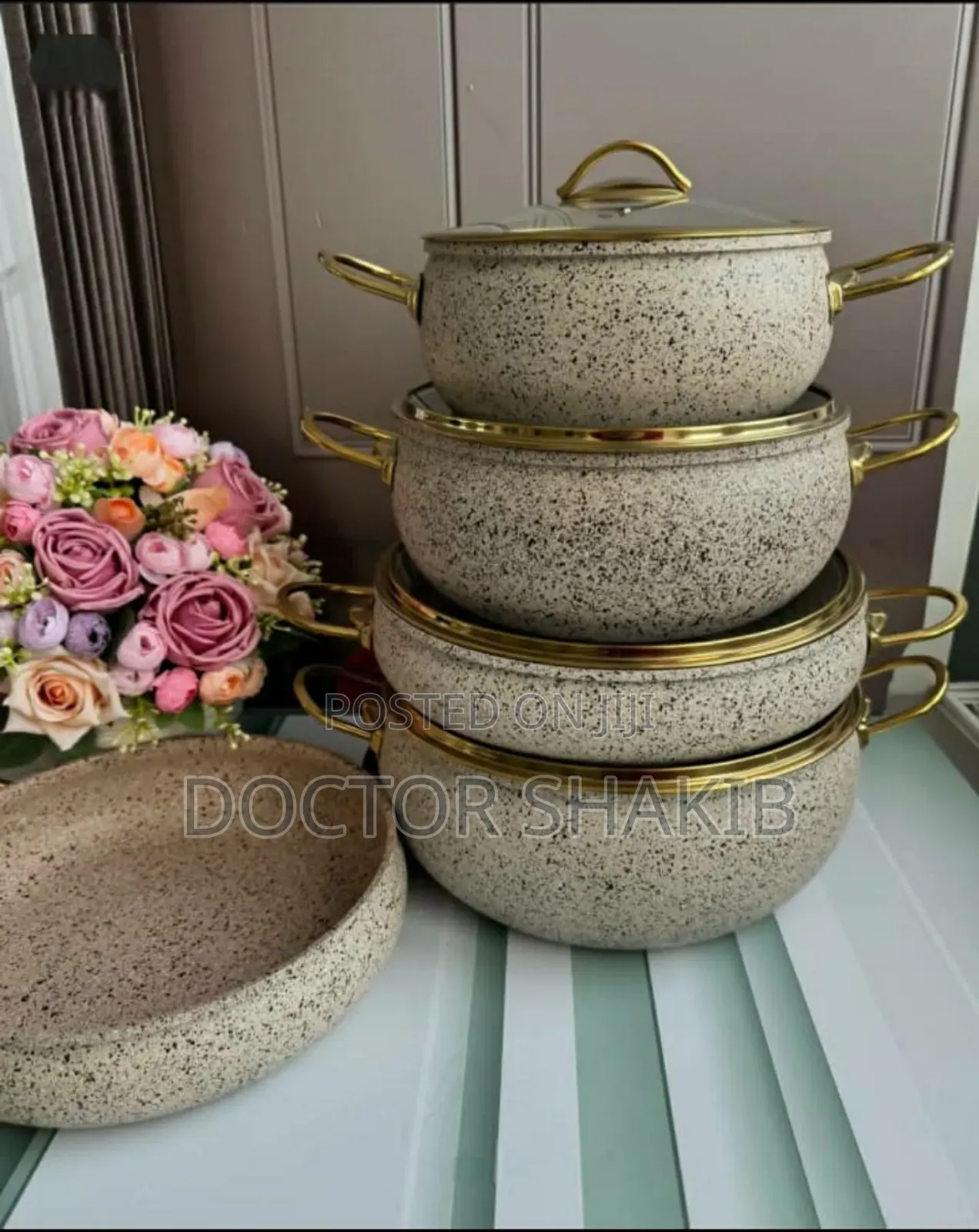 High-Quality Osfě 9 Pieces Granite Casserole Set