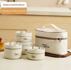4pcs Stainless Steel Lunc Containers With Insulated Bag
