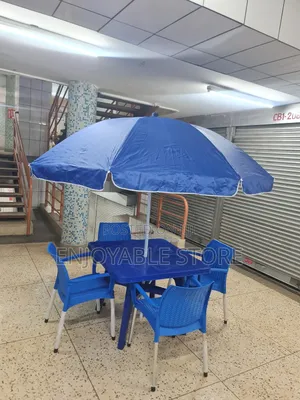 Outdoor Combo Set of Chairs Plastic, Table and Umbrella