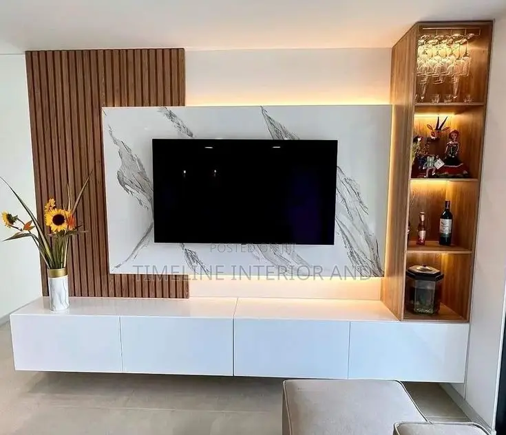 . Chic Wooden Tv Unit Wall