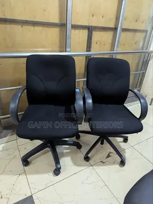 Second Hand Fabric Short Back Chairs, 2 Pieces