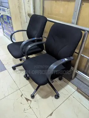 Second Hand Fabric Short Back Chairs, 2 Pieces