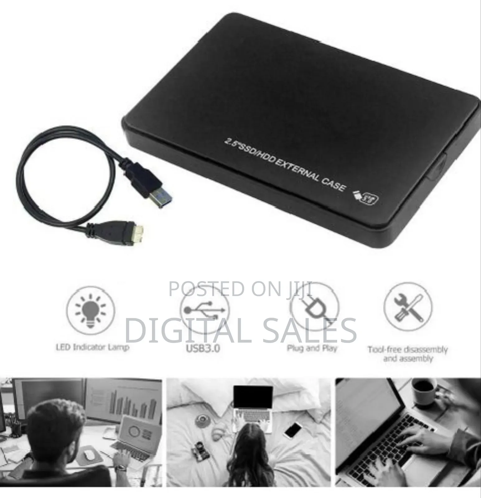 HDD Enclosure, 2.5 Inch Sata Usb 3.0 HDD Hard Drive _Black