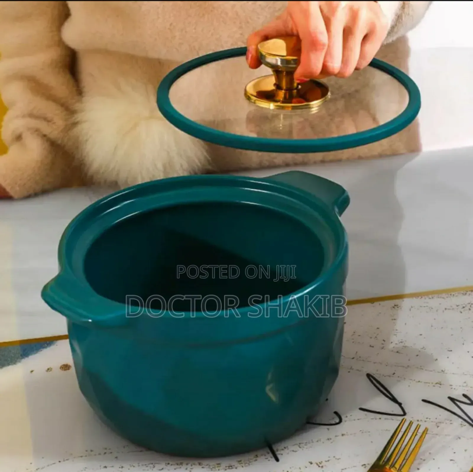 Quality Dark Green Teal Ceramic Serving Bowls - 3pcs