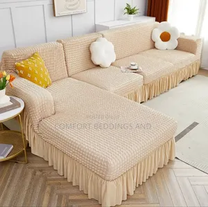 L Shaped Sofa Covers Cream 5 Seaters