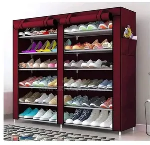 Wooden Shoe Rack Maroon