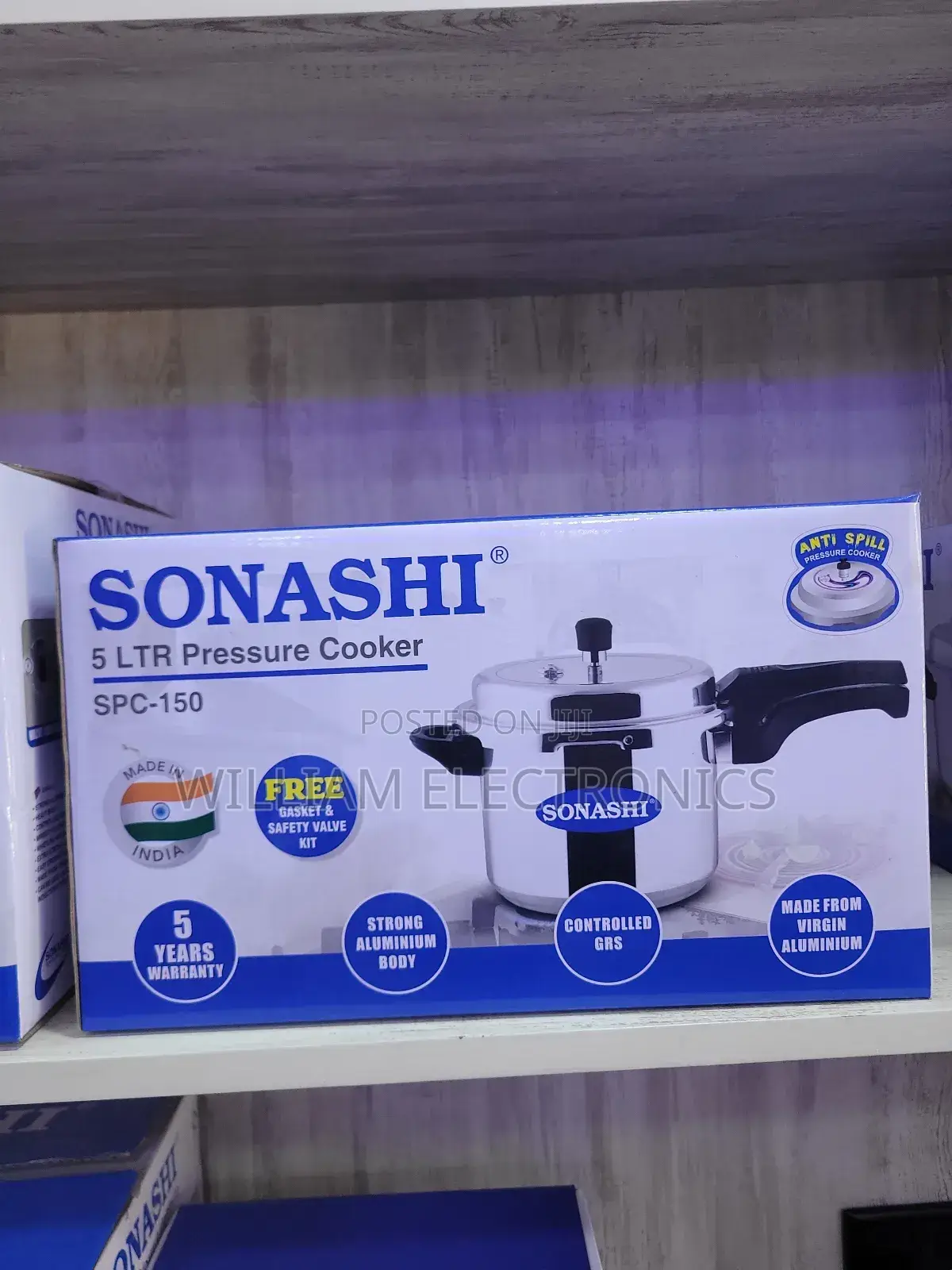 Sonashi 5 Litre Pressure Cooker, SPC-150, Silver