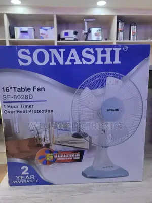 Sonashi Table Fan 16 Inch Sf-8028d White/Blue