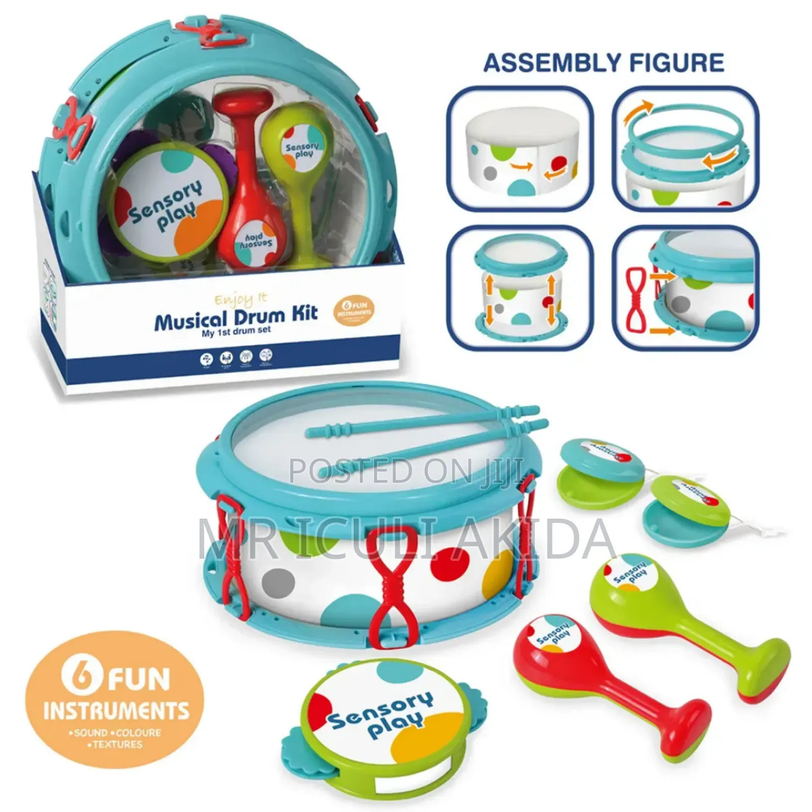 Kids/Baby Plastic Tuttle Drum Sound Maker Toy Set