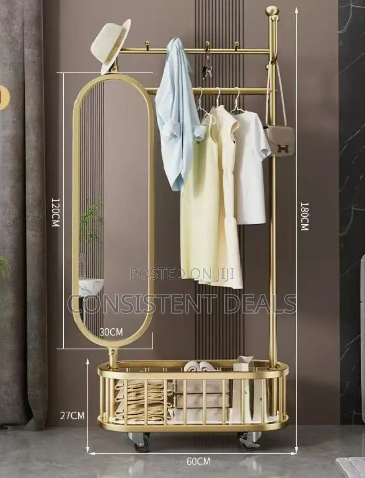 Modern Coat Rack With Dressing Mirror