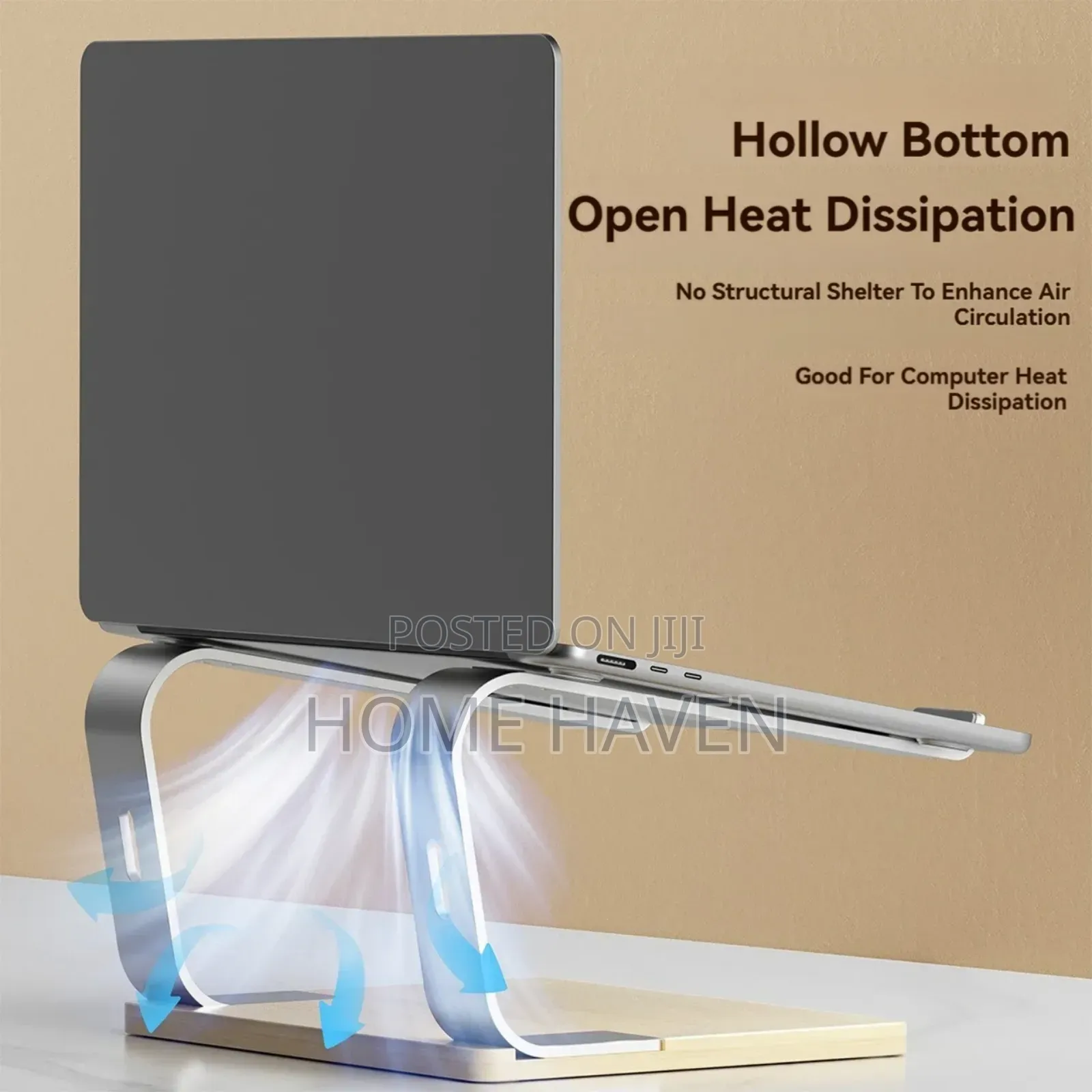 Aluminum Laptop Stand With Wooden Handles