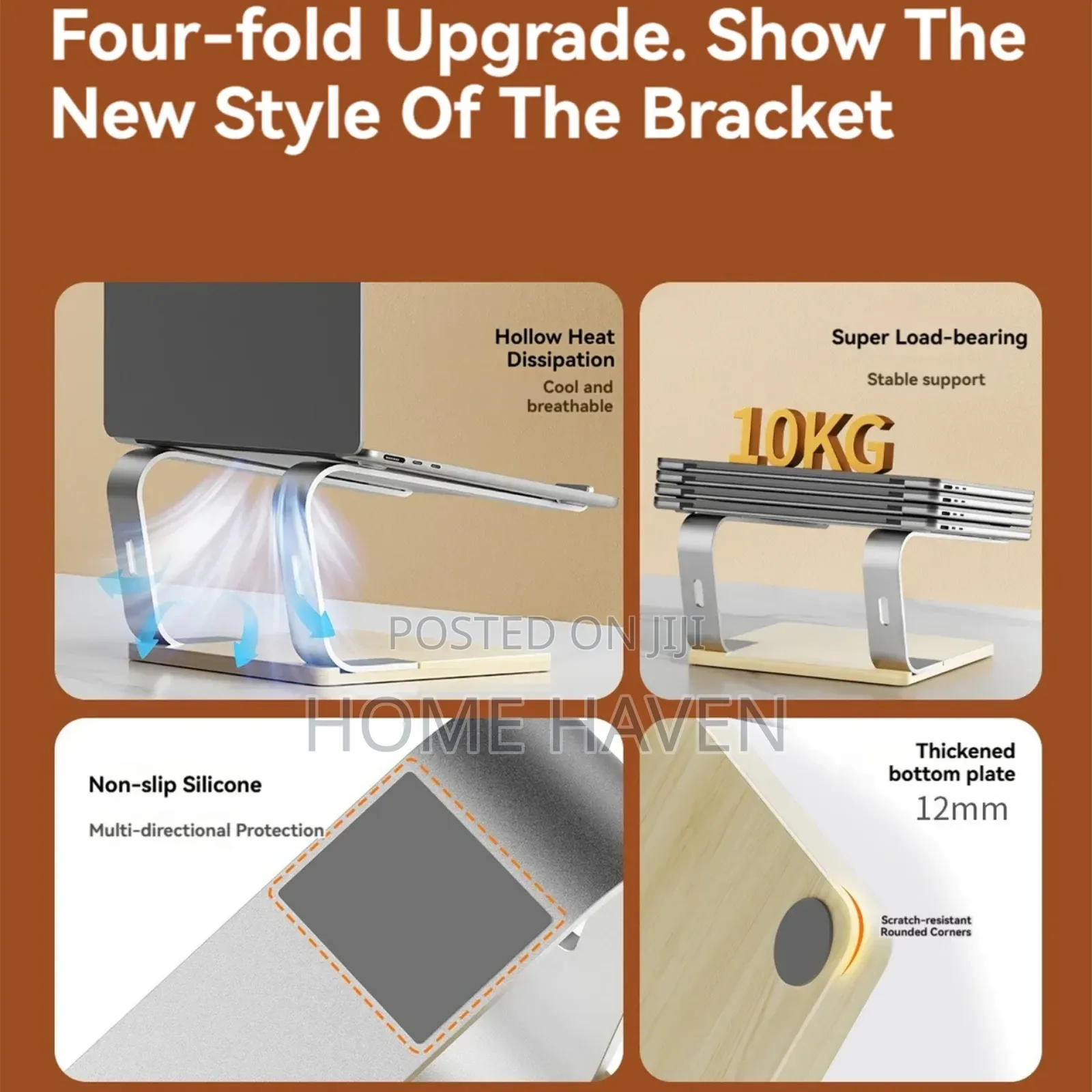 Aluminum Laptop Stand With Wooden Handles