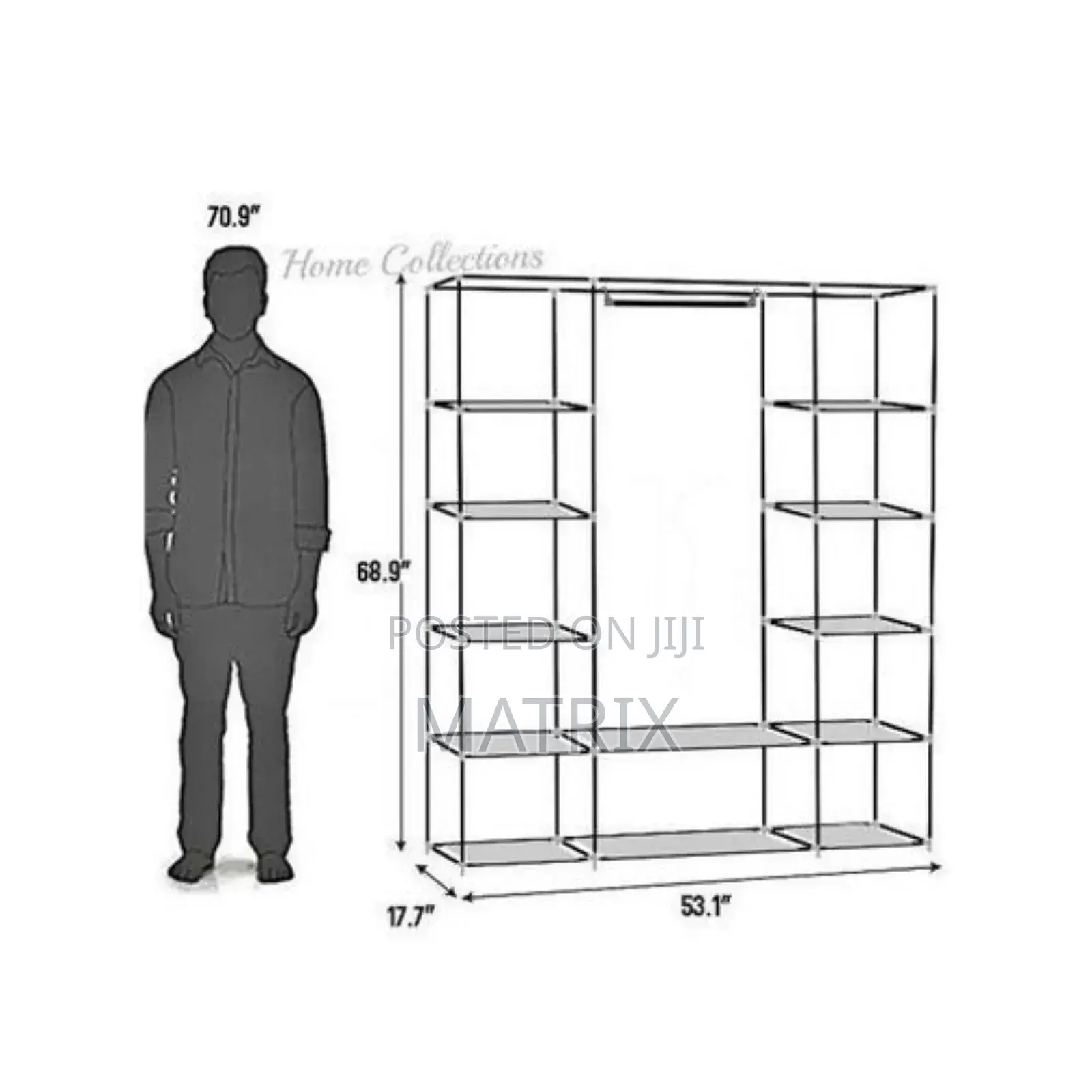 Three Column Cloth Frame Wardrobe