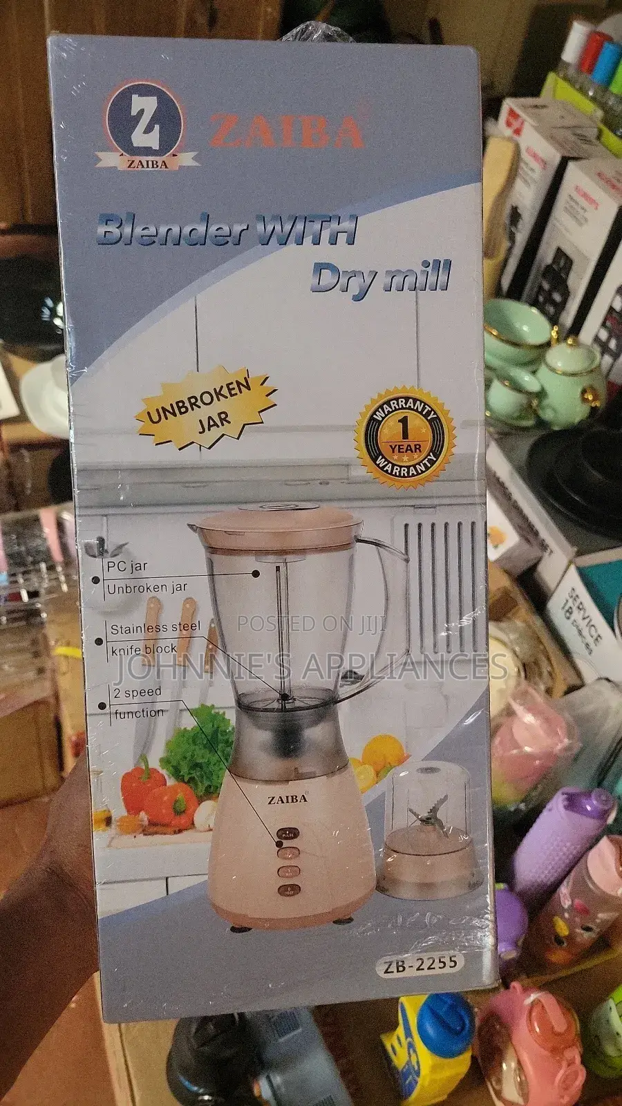 Zaiba Blender With Dry Mill Unbreakable Jar