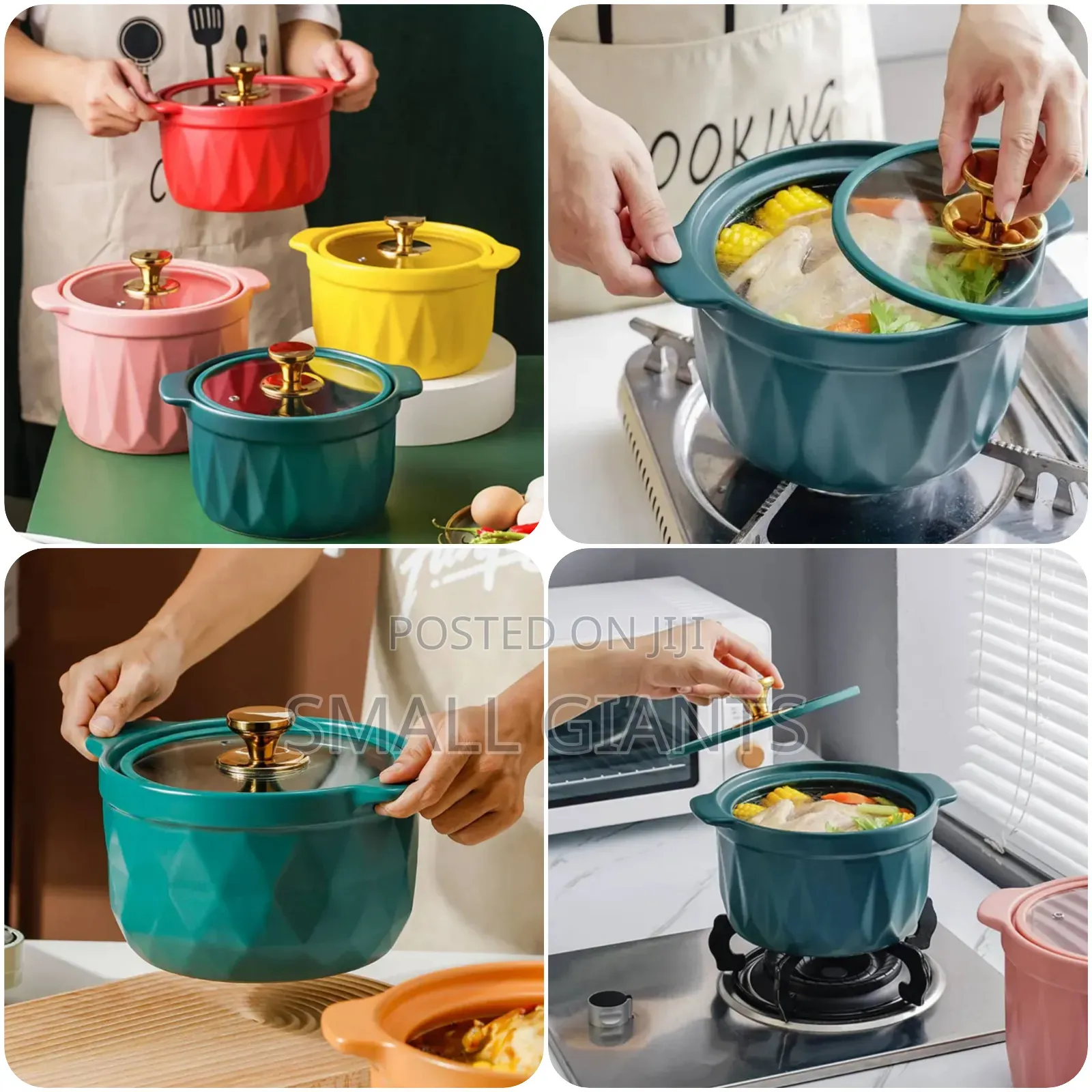 3pcs Dark Green Teal Ceramic Serving Bowls, Green